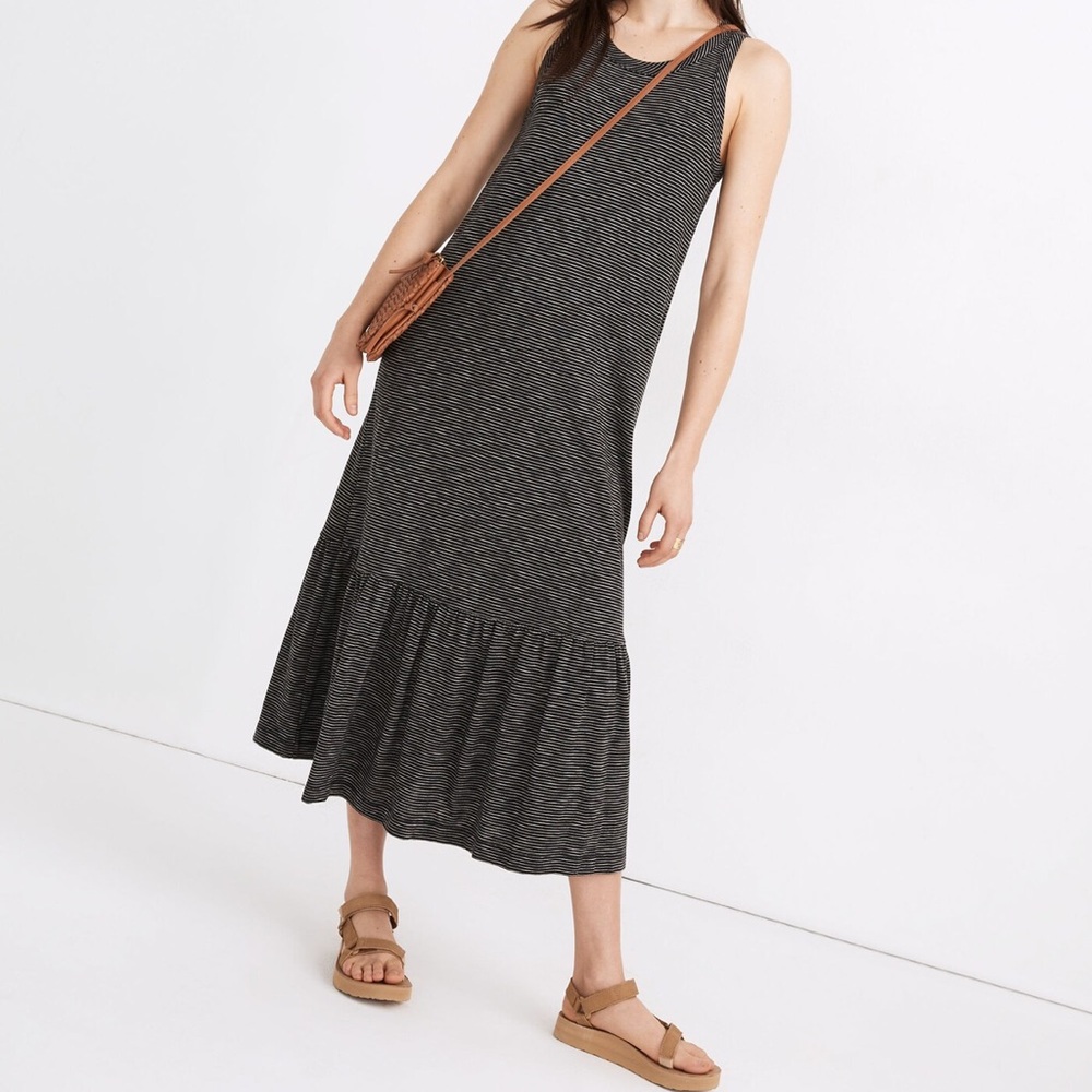 Madewell | Knit Tank Ruffle-Hem Dress in Stripe